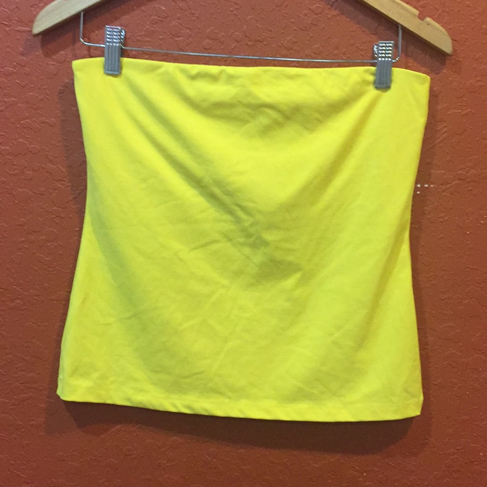 Cache yellow tube top with built in bra top